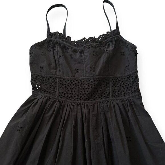 ULLA JOHNSON Celestia Broderie Anglaise Cotton Midi Dress, Black, Size 4, NWT - Picture 7 of 16